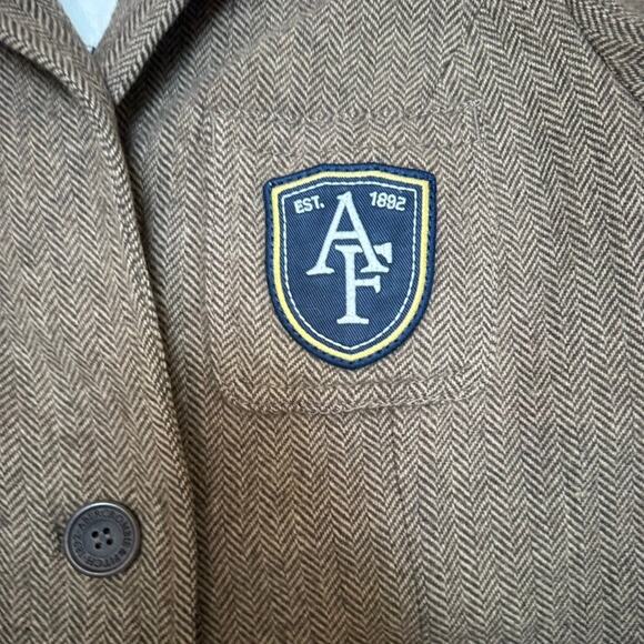 ABERCROMBIE & FITCH Brown Tweed Wool Cropped Fitted Blazer XS Dark Academia - Picture 5 of 12